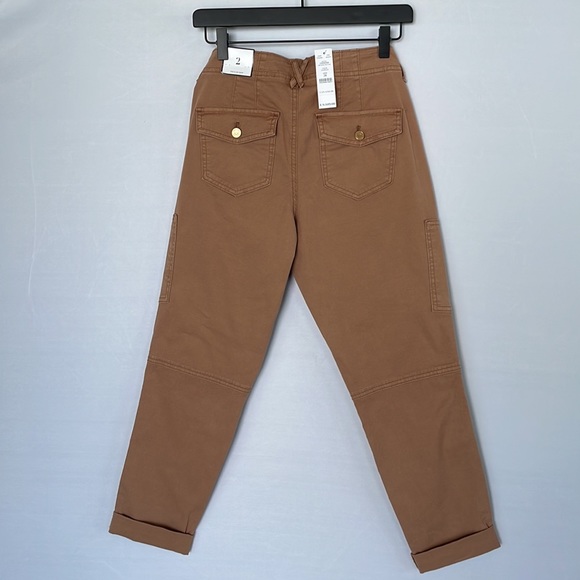 NWT  WHBM MidRise Utility Slim Crop Pants Tan 2R - Picture 16 of 16